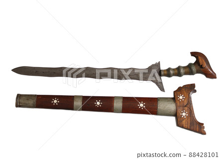 Kris or Keris Filipino Sword and Sheath Isolated on White Background Kris or Keris Filipino Sword and Sheath Isolated on White Background 88428101