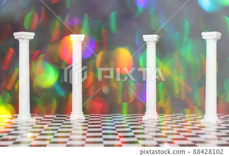 Roman Columns on Black and White Checkerboard Floor Roman Columns on Black and White Checkerboard Floor 88428102