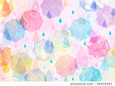 油畫風格的雨傘和多彩的雨季圖像背景水平 油畫風格的雨傘和多彩的雨季圖像背景水平 88428481