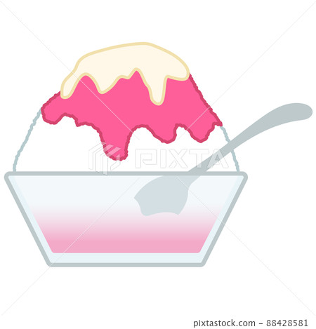 Illustration of shaved ice in a glass bowl Strawberry condensed milk Illustration of shaved ice in a glass bowl Strawberry condensed milk 88428581