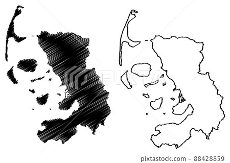 Nordfriesland district (Federal Republic of Germany, rural district, Free State of Schleswig-Holstein, Slesvig Holsten) map vector illustration, scribble sketch Nordfriesland map 88428859