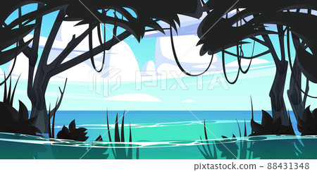 Tropical landscape of jungle on sea beach 88431348