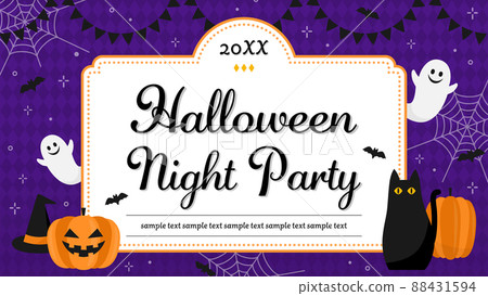 Halloween cute ghost and pumpkin frame material / with sample characters (aspect ratio 16: 9) 88431594