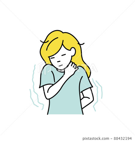 Illustration of a woman whose skin is dry and itching does not stop 88432194