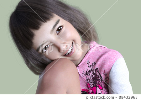 A little girl is wearing a hoodie dress, sitting in a gym and looking at one knee 88432965