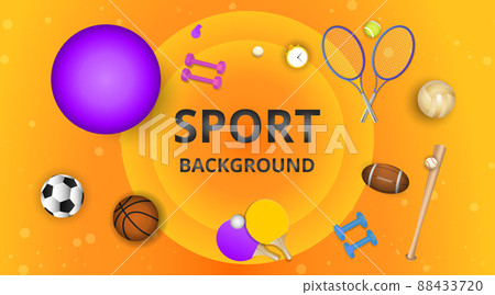 Sports equipment, gym training and activity ad, luxury realistic vector Sports equipment, gym training and activity ad, luxury realistic vector 88433720