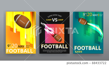 football competition vector flyer template, realistic American football equipment football competition vector flyer template, realistic American football equipment 88433722