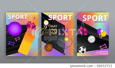Sports equipment, gym training and activity ad, luxury realistic vector Sports equipment, gym training and activity ad, luxury realistic vector 88433723