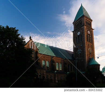 Sunset view to Vasa church aka Vasakyrkan, Goteborg, Sweden 88433882