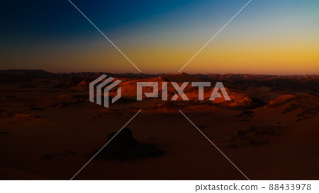 Sunrise view to Tin Merzouga dune, Tassili nAjjer national park, Algeria Sunrise view to Tin Merzouga dune, Tassili nAjjer national park, Algeria 88433978