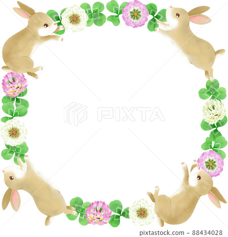 Rabbit and clover flower wreath 88434028