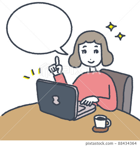 Young woman working on a PC (speech balloon) Young woman working on a PC (speech balloon) 88434364