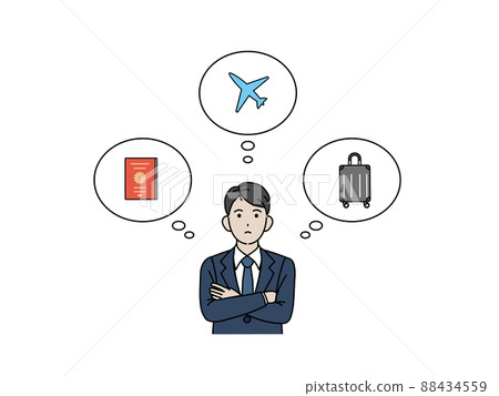 A male office worker who thinks about preparing for an overseas transfer 88434559