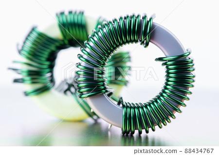 Electromagnetic Component Inductor Copper Coil Close-up 88434767