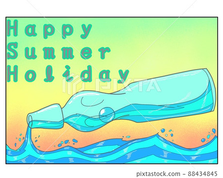 A casual summer greeting postcard template in English for a ramune bottle A casual summer greeting postcard template in English for a ramune bottle 88434845