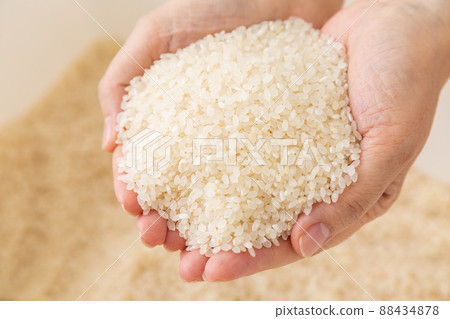 Middle woman's hand with rice Middle woman's hand with rice 88434878