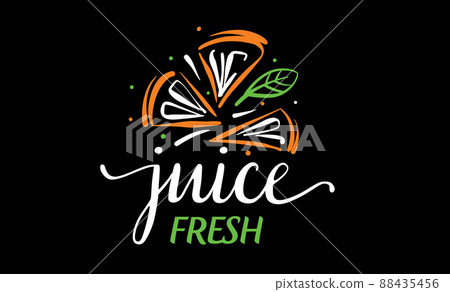 Vector drawn logo of fresh juice on a black background Vector drawn logo of fresh juice on a black background 88435456