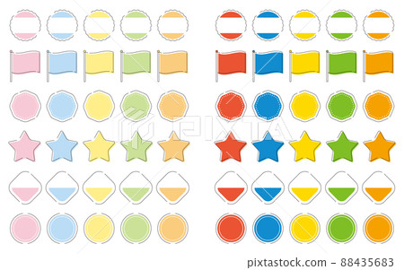 6 種彩色框架套圈、星星和旗幟（柔和的顏色和鮮豔的顏色） 88435683