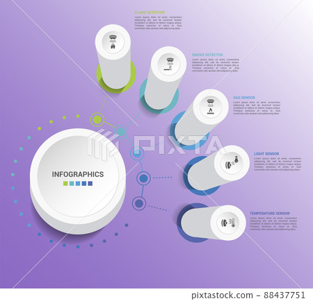 Infographic Sensor template. Icons in different colors. Include Water Quality Sensor, Flame Detector, Smoke Detector, Alcohol Sensor and others. Infographic Sensor template. Icons in different colors. Include Water Quality Sensor, Flame Detector, Smoke Detector, Alcohol Sensor and others. 88437751