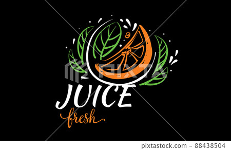 Vector drawn logo of fresh juice on a black background 88438504