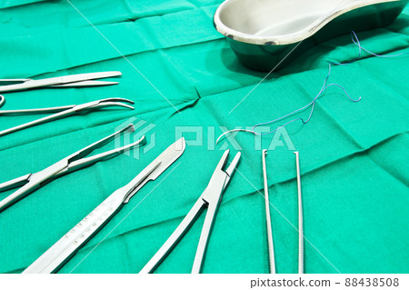 Surgical Instruments on the Table in Operating Room 88438508