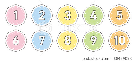 Number icon set from 1 to 10 Soft octagon (pastel color) Number icon set from 1 to 10 Soft octagon (pastel color) 88439058