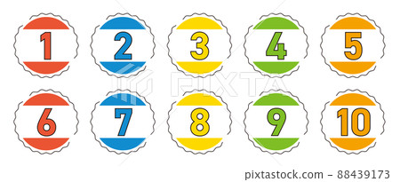 Number icon set from 1 to 10 Round wave shape... - Stock Illustration ...