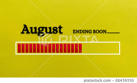 Top view of loading bar showing the end of August month with yellow paper background. Month concept 88439350