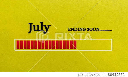 Top view of loading bar showing the end of July month with yellow paper background. Month concept 88439351