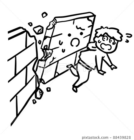 Concrete block wall that may collapse in the event of an earthquake Concrete block wall that may collapse in the event of an earthquake 88439828