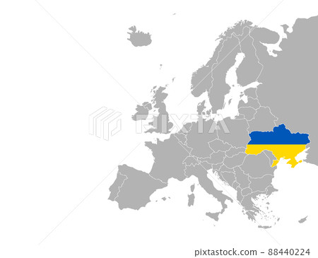 Ukraine on map Europe. Vector illustration. Ukraine on map Europe. Vector illustration. 88440224