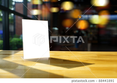 Stand Mock up Menu frame tent card blurred background design key visual layout... Stand Mock up Menu frame tent card blurred background design key visual layout... 88441891