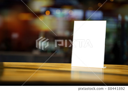Stand Mock up Menu frame tent card blurred background design key visual layout... 88441892