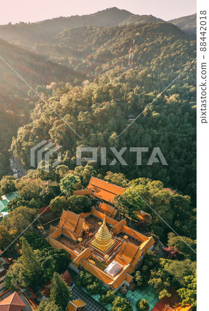 Aerial view of Wat Phra That Doi Suthep temple in Chiang Mai, Thailand Aerial view of Wat Phra That Doi Suthep temple in Chiang Mai, Thailand 88442018