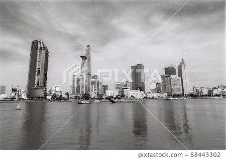 Black and white landscape photo film: Street life in Ho Chi Minh city. Black and white landscape photo film: Street life in Ho Chi Minh city. 88443302