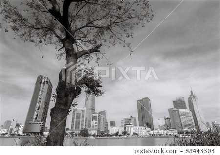 Black and white landscape photo film: Street life in Ho Chi Minh city. Black and white landscape photo film: Street life in Ho Chi Minh city. 88443303