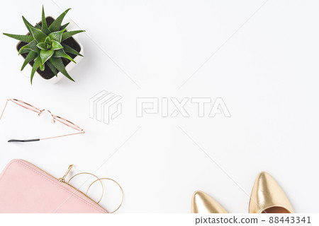 Fashion background with female outfit. Top view 88443341