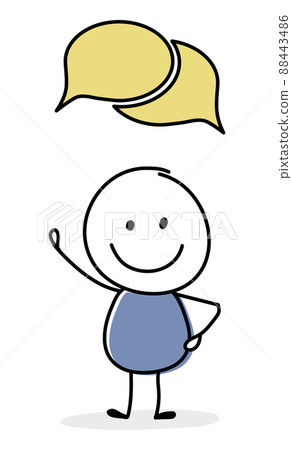 Concept of smiley stickman with chat - speech bubble icon. Vector Concept of smiley stickman with chat - speech bubble icon. Vector 88443486