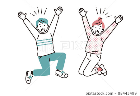 Men and women of elementary school who jump vigorously 88443499