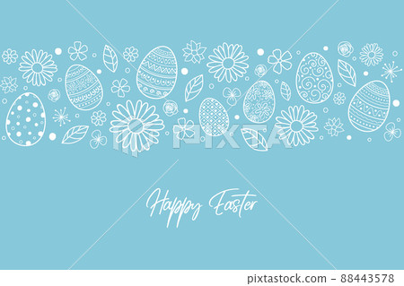Easter greeting card with decorative eggs nad flowers. Vector 88443578