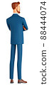 3D illustration of a smiling man. Cartoon back view of a smiling businessman.  88444074