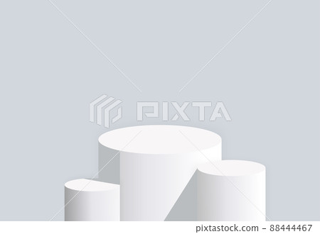 Modern white 3D realistic podium for your product showcase. Vector illustration. 88444467
