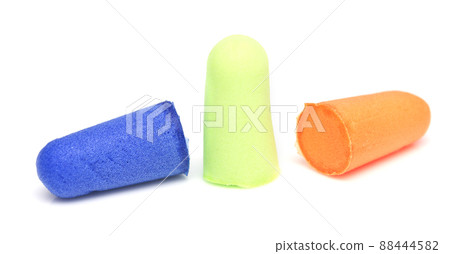 Ear plugs on white Ear plugs on white 88444582