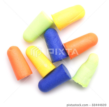 Ear plugs on white Ear plugs on white 88444609