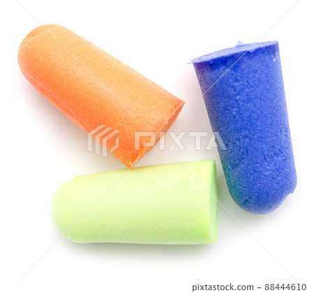 Ear plugs on white Ear plugs on white 88444610