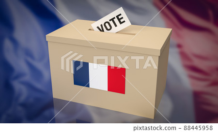 The box and vote card for French presidential election 3d rendering The box and vote card for French presidential election 3d rendering 88445958