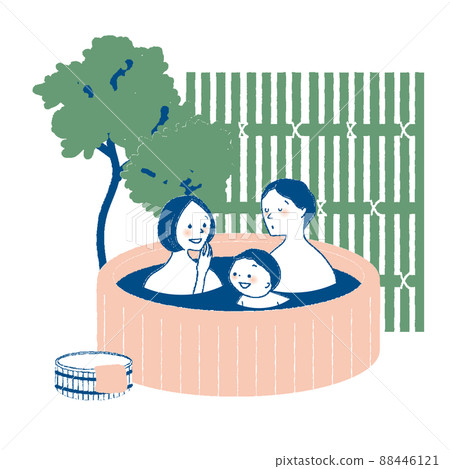 Family bathing in a hot spring Family bathing in a hot spring 88446121