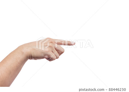 male hand finger pointing isolated on white background with clipping path. male hand finger pointing isolated on white background with clipping path. 88446230
