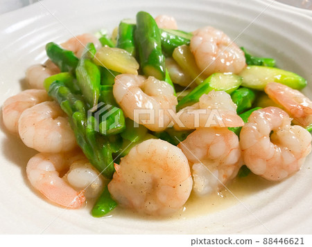 中國家常炒蝦（中國炒蘆筍和蝦） 88446621