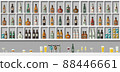 Shelves of alcohol beverages behind the bar. 88446661